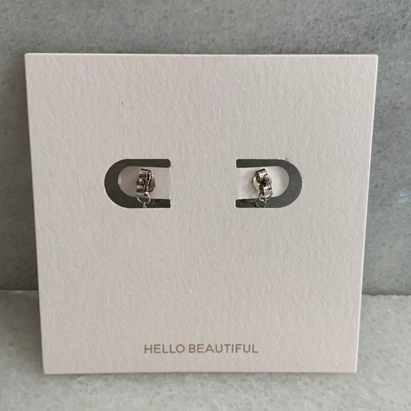 Sterling Silver Crystal Chain Loop Earrings - Picture 3 of 3